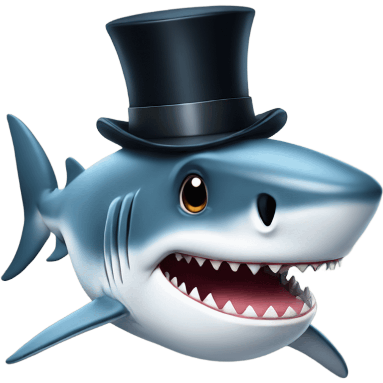 Shark with a top hat emoji