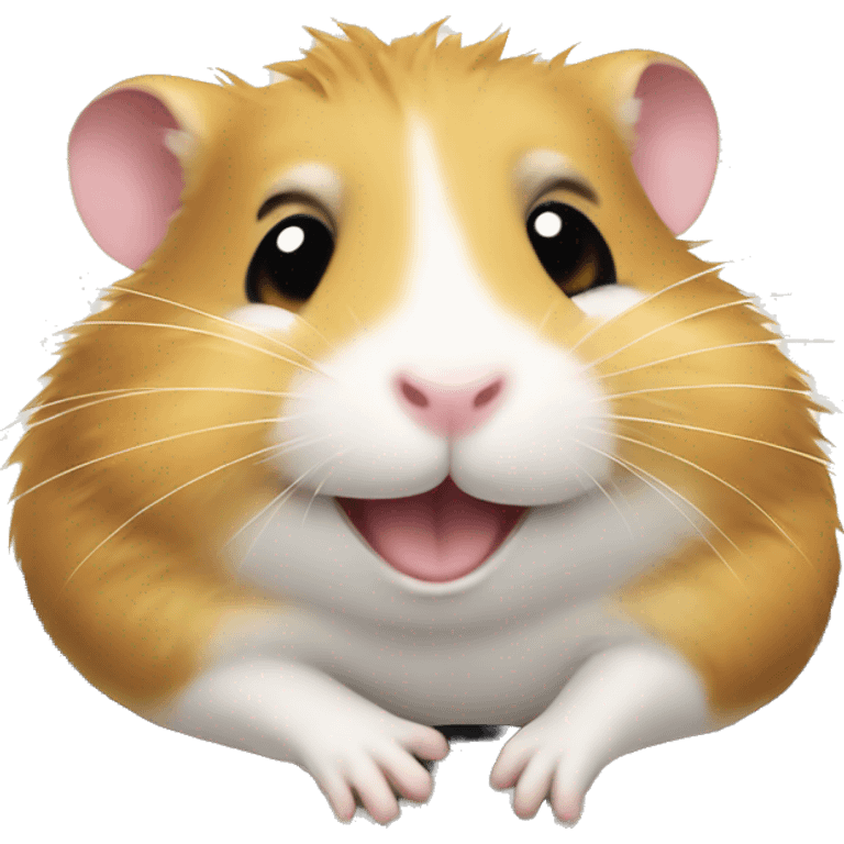 hamster with a happy face plays the piano emoji