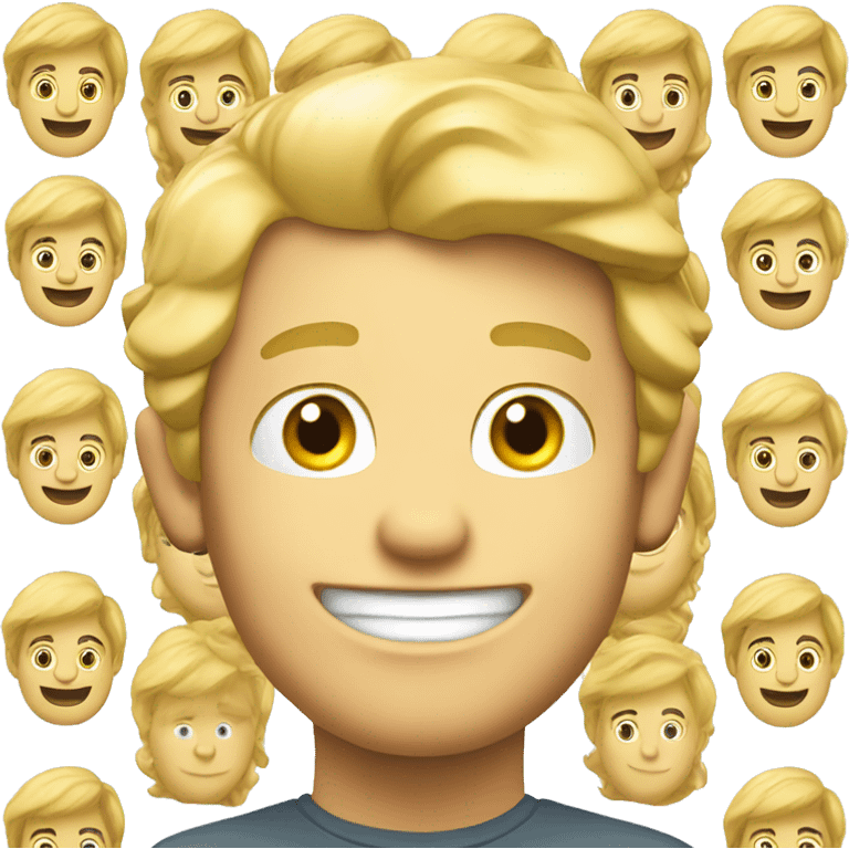 3d blonde young happy man face emoji