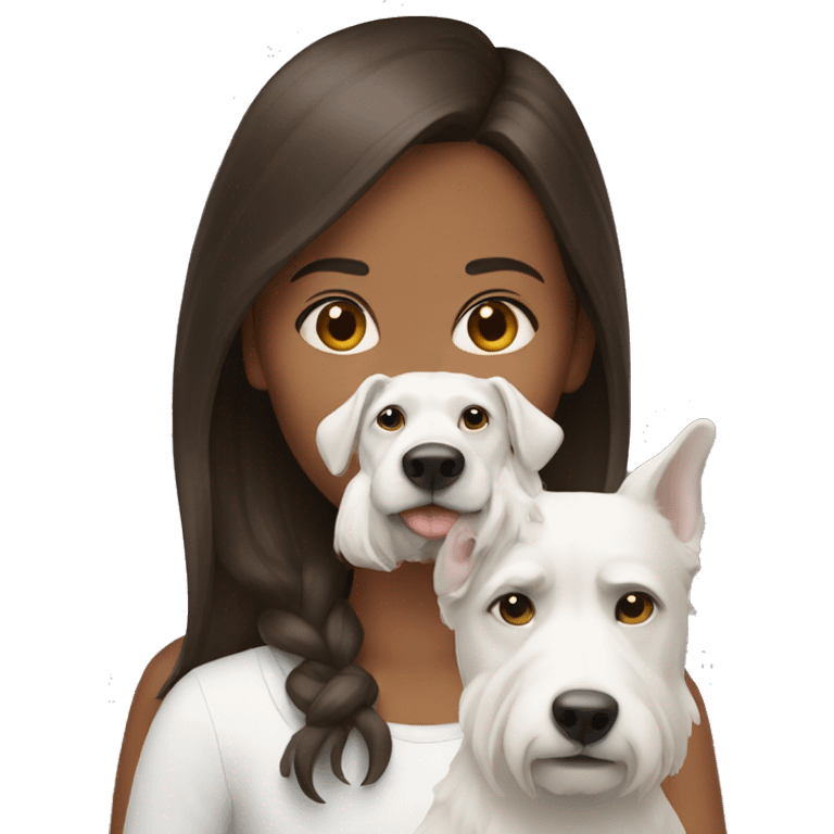 Brunette girl with white dog emoji