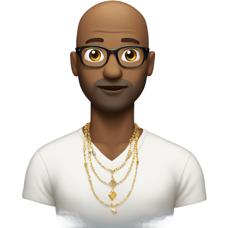 bald man with stylish necklace emoji