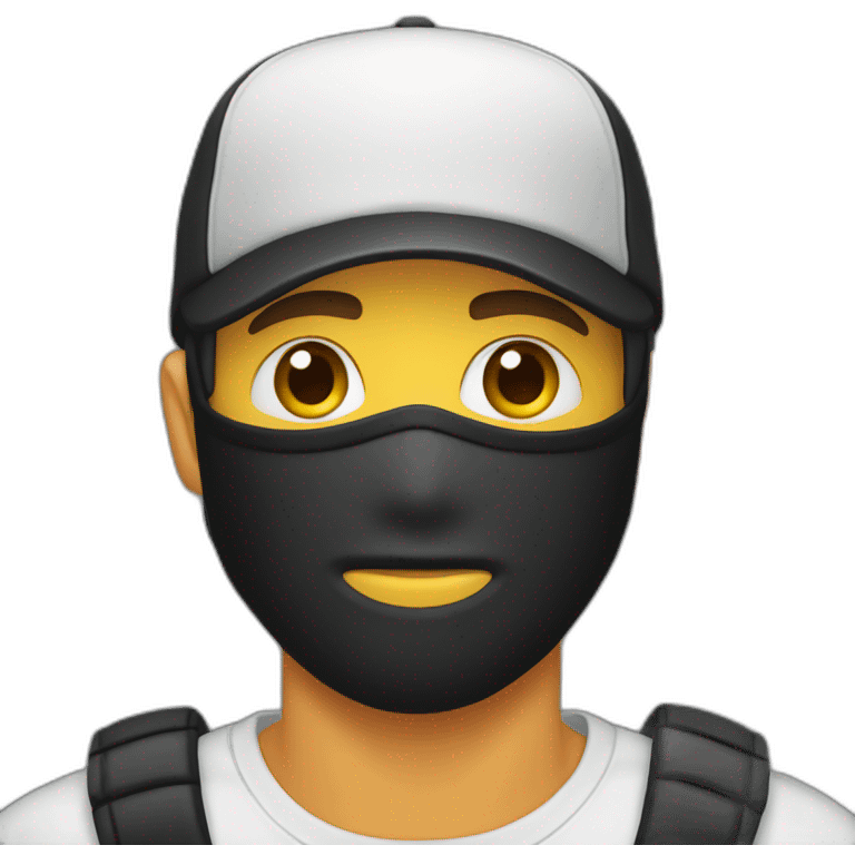 young-man-with-balaclava-and-baseball-cap emoji