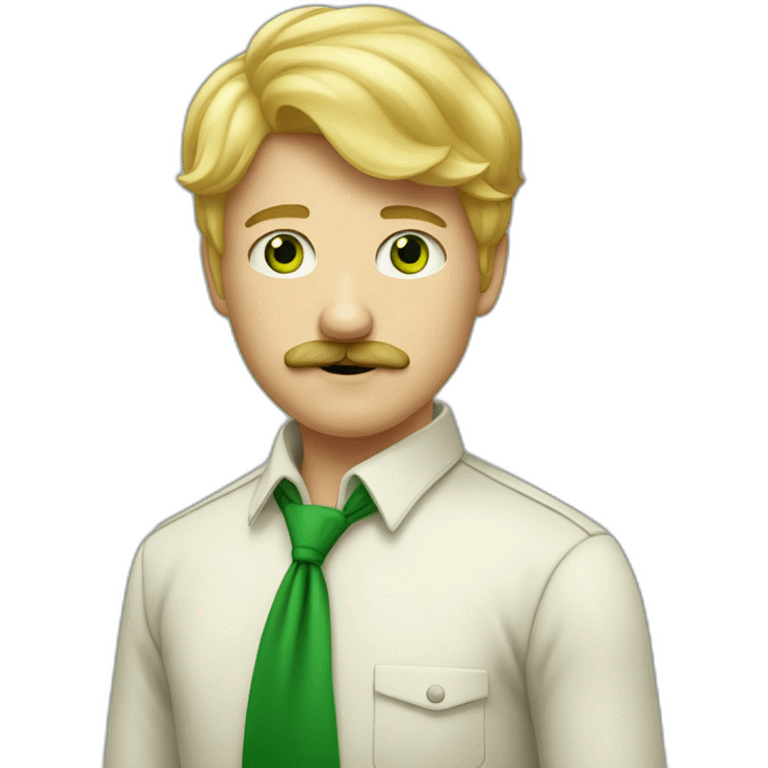 Garçon blond aux yeux vert avec moustache  emoji