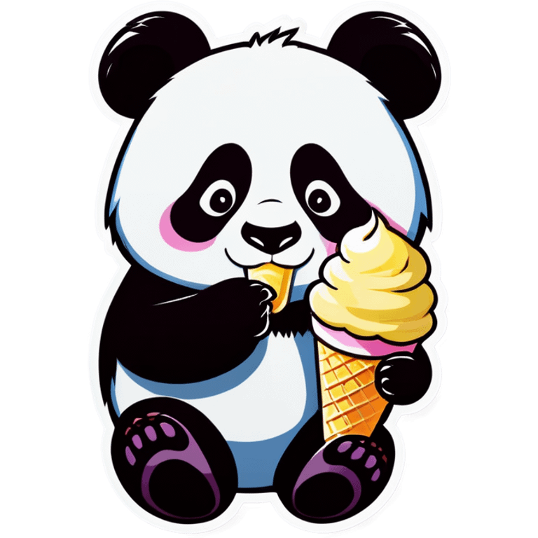 Panda eating ice cream emoji