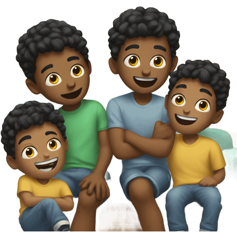 three boys having fun indoors emoji