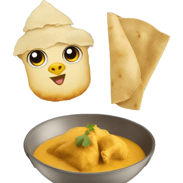 Chicken korma and a poppadom emoji