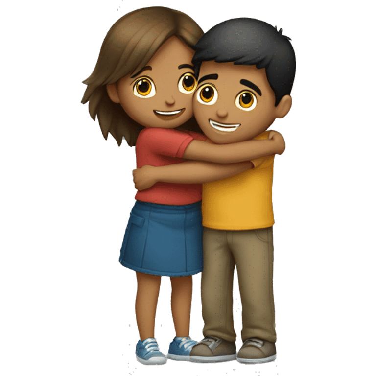 A girl and a boy hugging  emoji