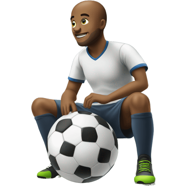 Man sit on a soccer ball emoji