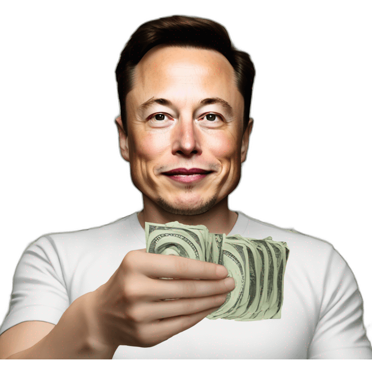 ELON MUSK WITH DOLLARS IS HIS HANDS emoji