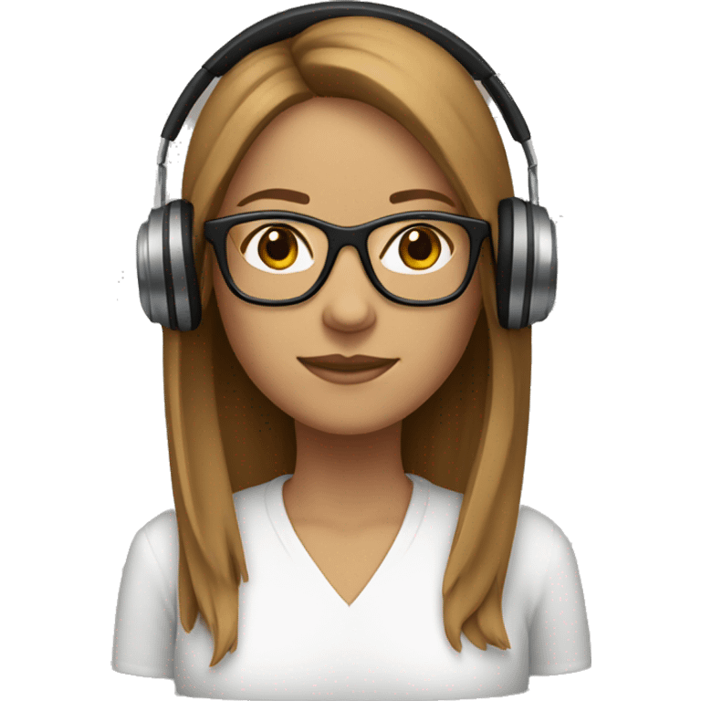 woman with straight light brown hair and glasses add headphones emoji