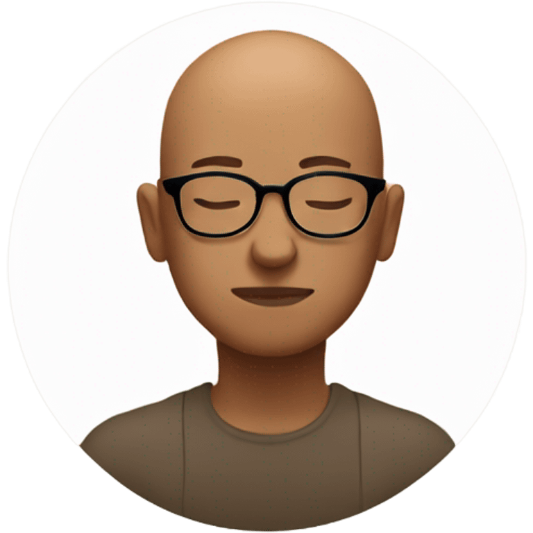 Brown bald person with glasses meditating  emoji