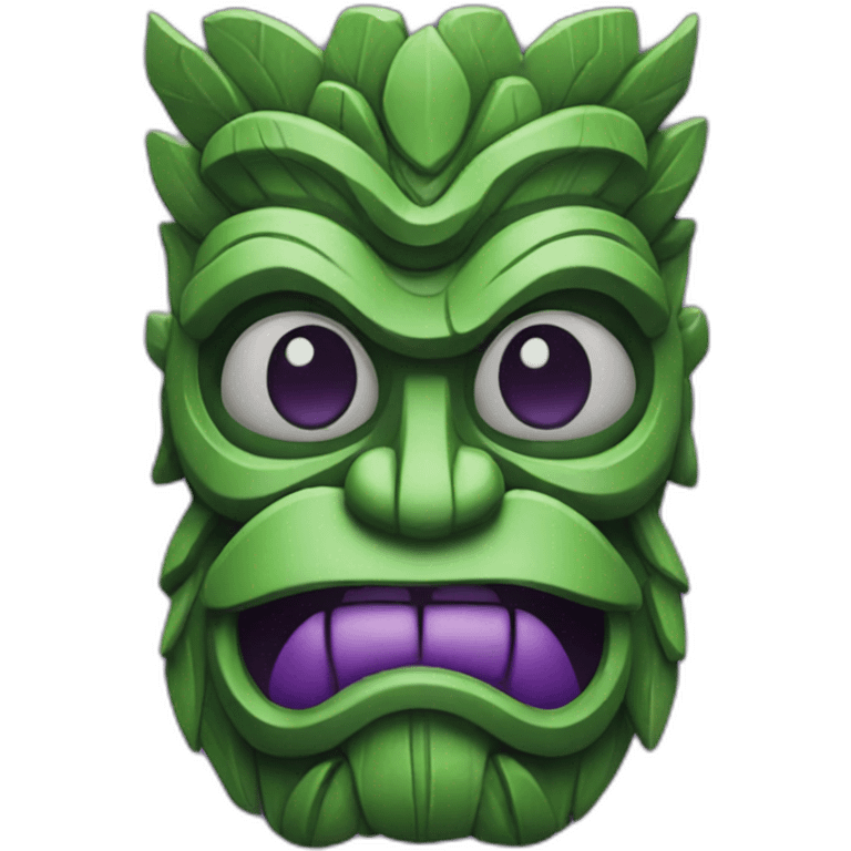 Tiki god purple green emoji