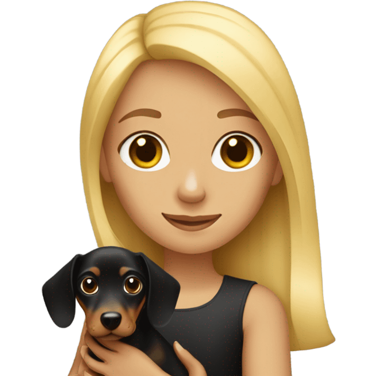 Blonde girl with a dachshund  emoji