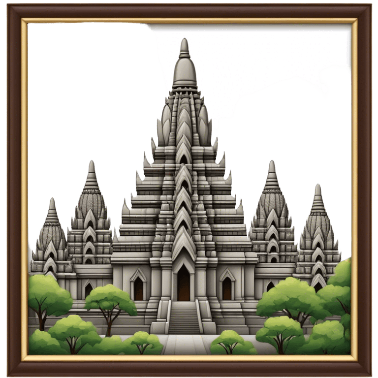 Prambanan Temple Landmark Emoji – Showcasing its towering Hindu temple spires with intricate carvings. emoji