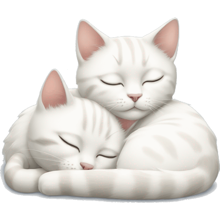 two white cats sleeping curled up next to each other emoji