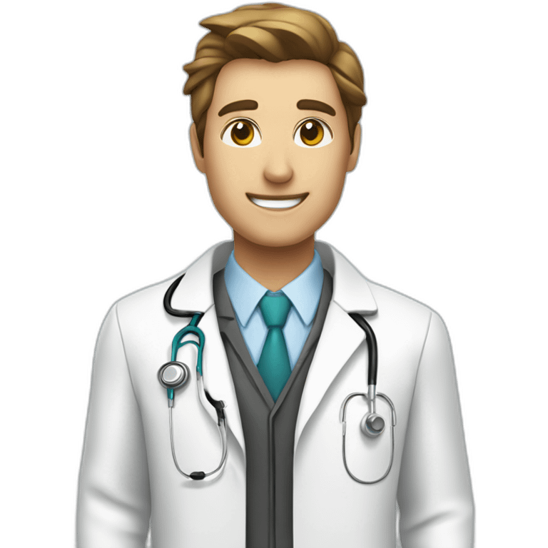 A doctor in a white coat and a syringe emoji