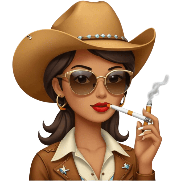 Cowgirl wearing sunglasses, smoking a cigarette emoji