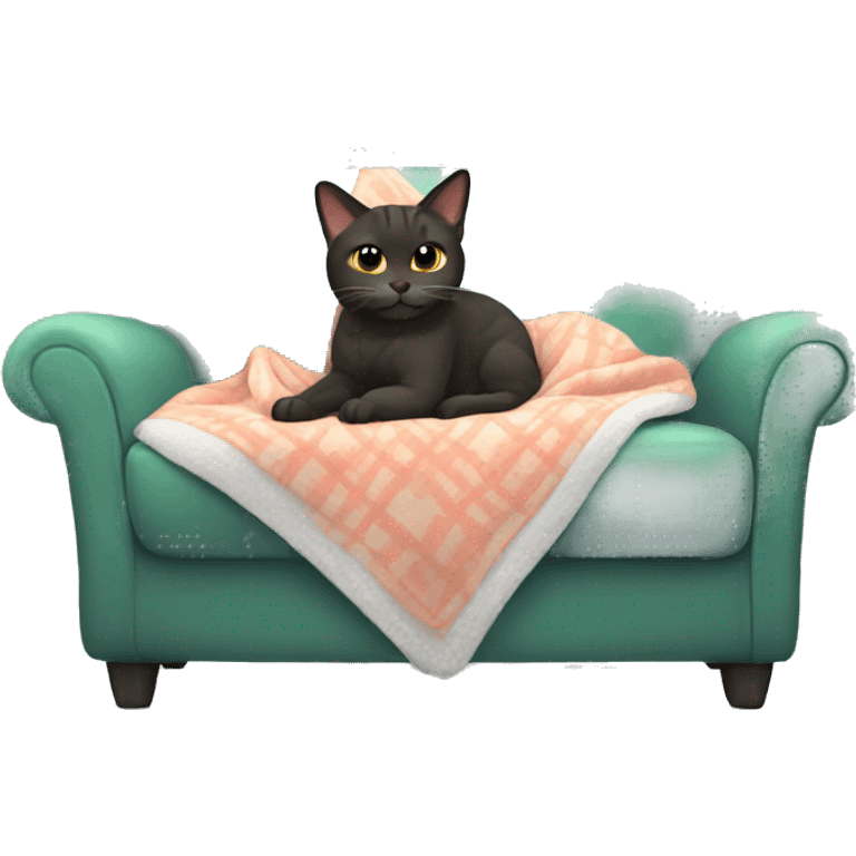 Cat with s blanket on the couch emoji