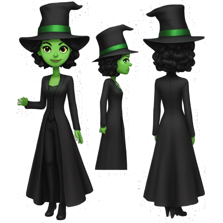 Elphaba wicked (green) with black hair 1 side plat  emoji