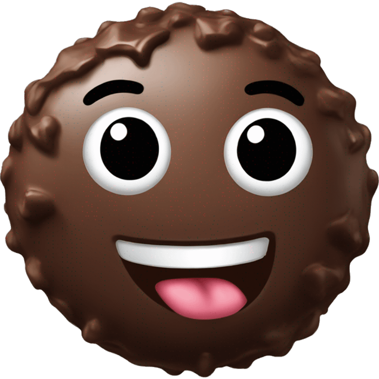 Create an animated chocolate truffle with expressive eyes, holding a notebook and ready to take an order! emoji