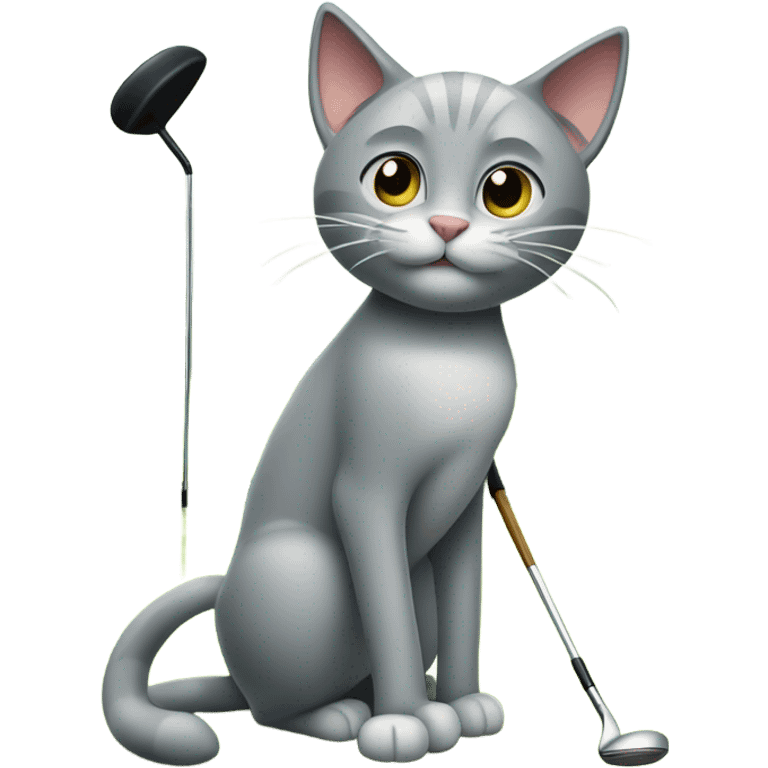 Grey cat golfing  emoji