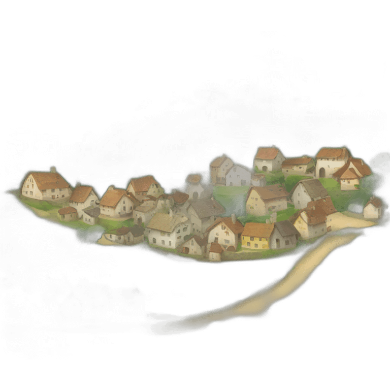 petit village avec une colline en fond emoji