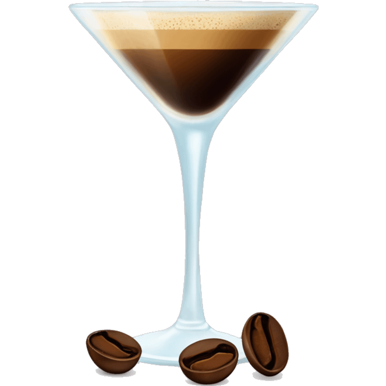 Cute espresso martini in oval vintage glass with coffee beans on top emoji