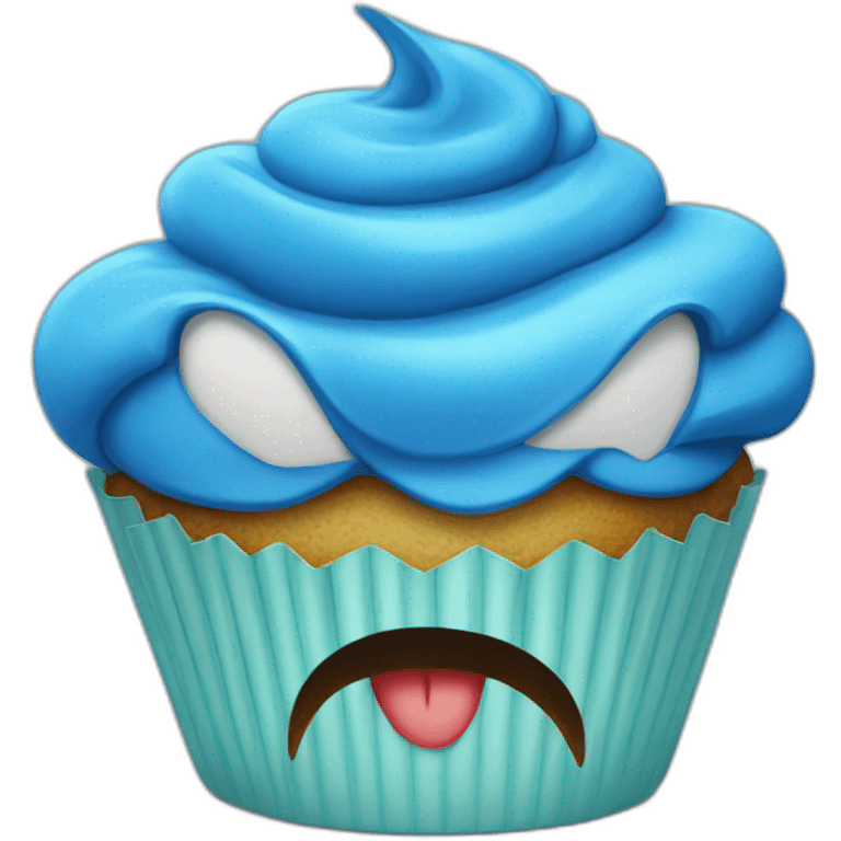 Angry blue cupcake emoji