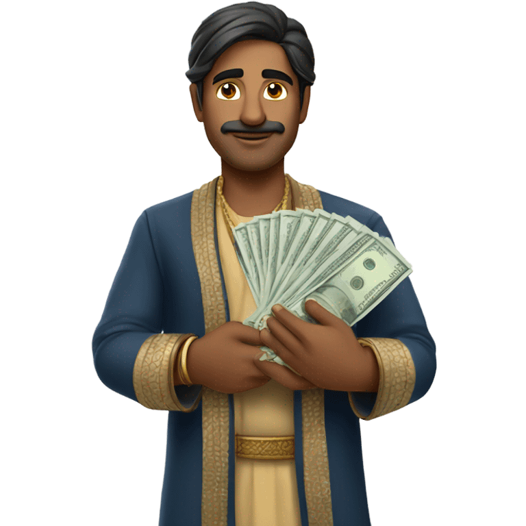 indian guy with money emoji