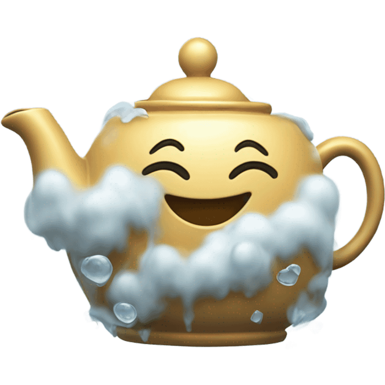  Teapot with leg dancing in the rain coming from the clouds emoji