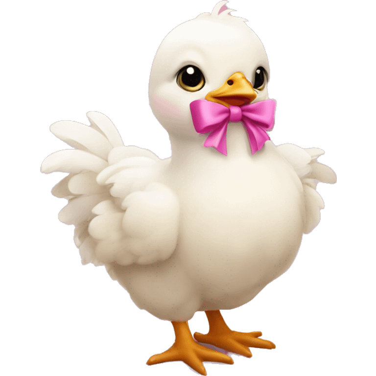 Baby chicken with pink bow emoji