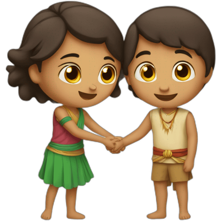 Indian boy and girl hug love emoji