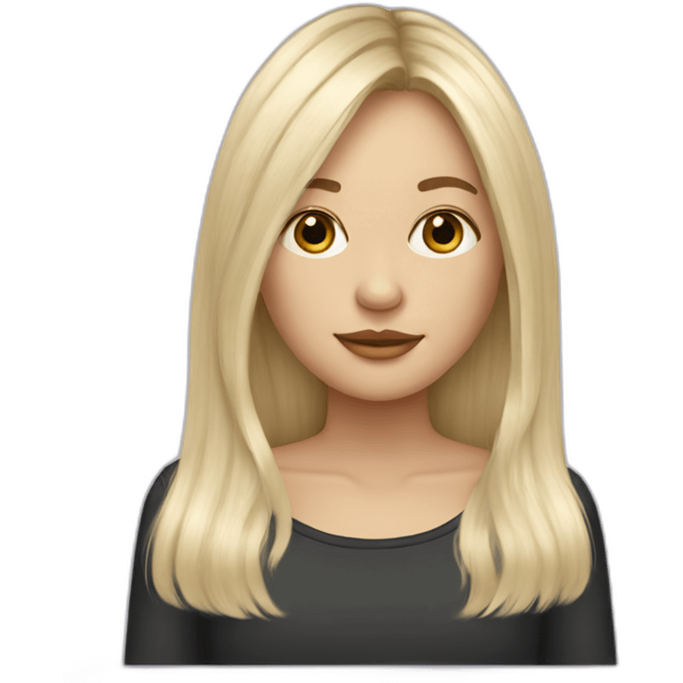 white long hair blonde girl with curtain bangs emoji