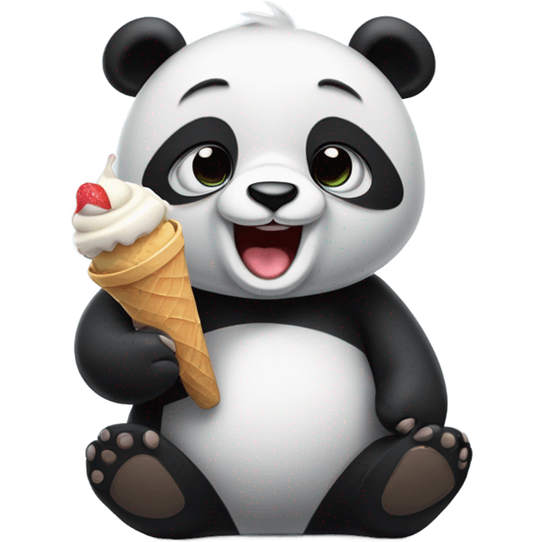 Panda eating ice cream emoji