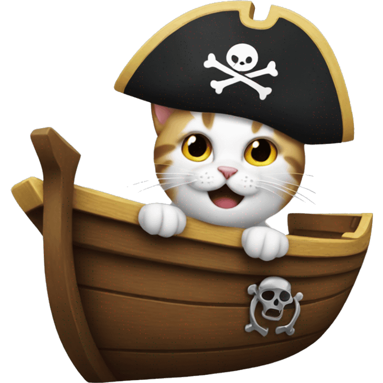 Cat on a pirate boat crying  emoji