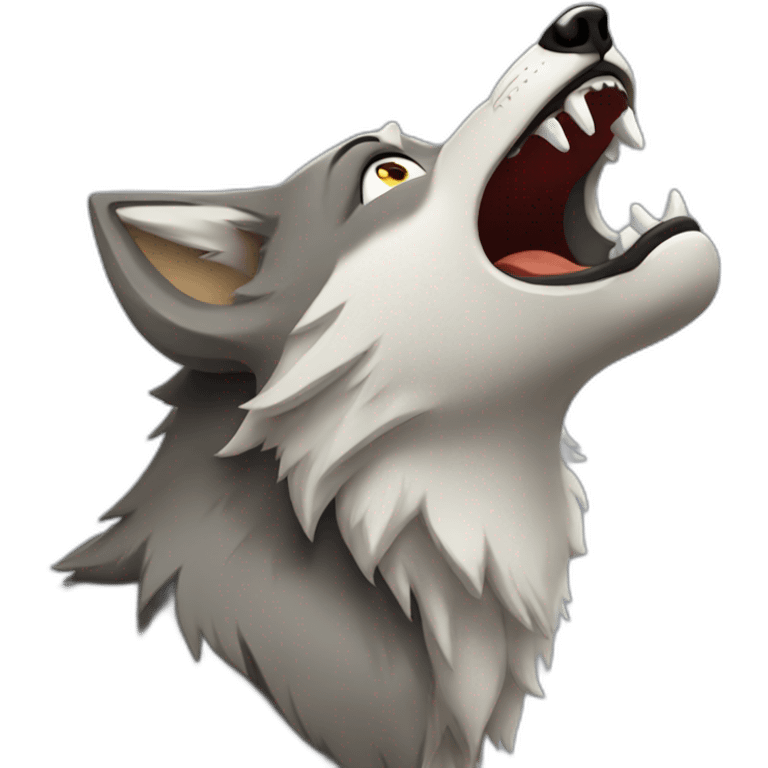 cartoon wolf howling with eyes out of the head emoji