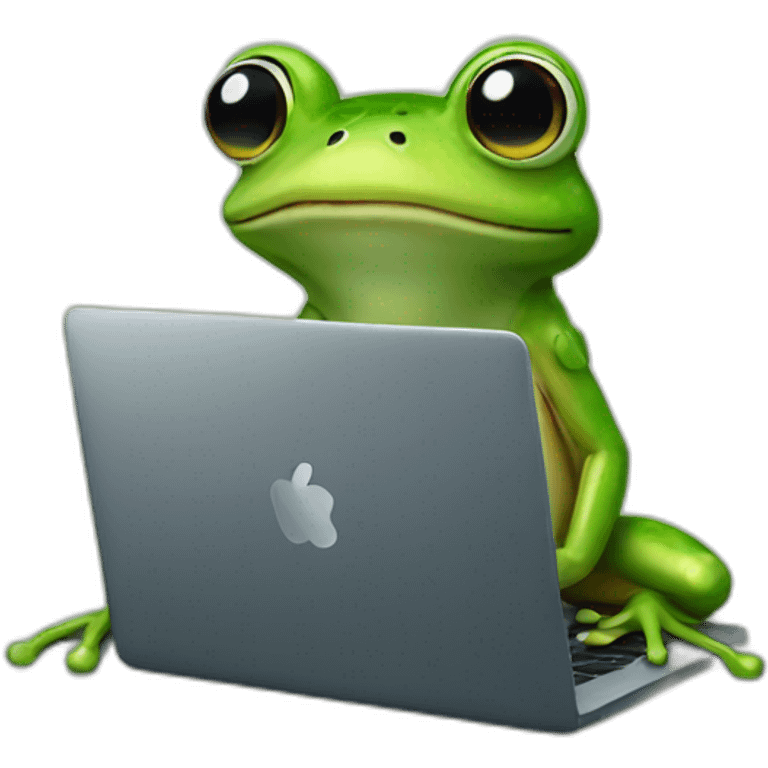 frog doing webdesign and being cute emoji