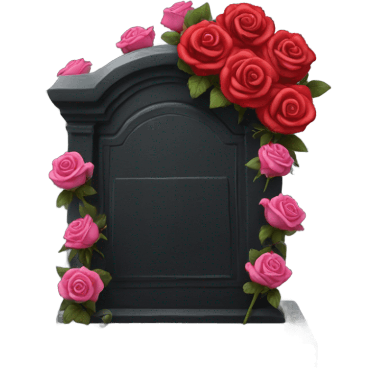 black grave with roses emoji