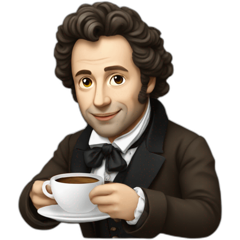 pushkin with a cup of coffee emoji