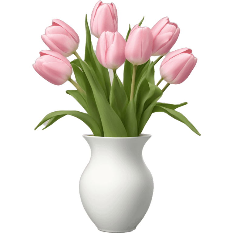 Light pink tulips in white vase emoji