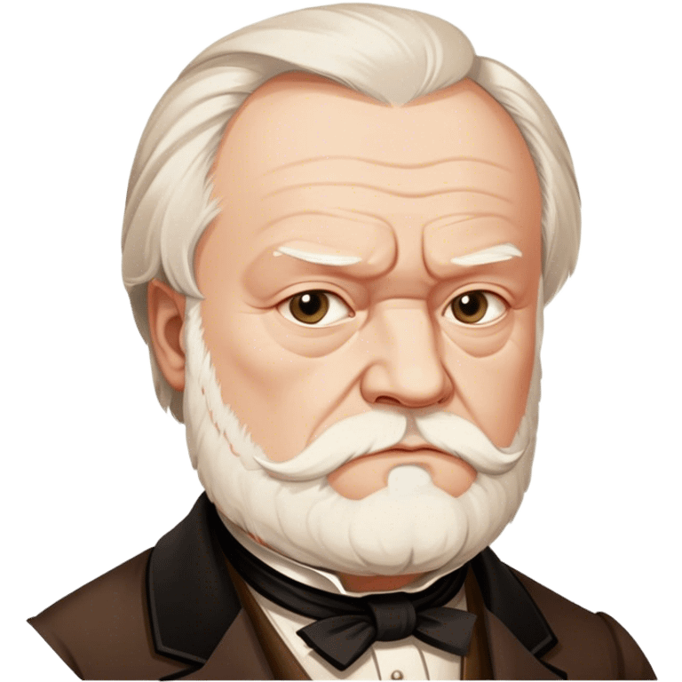 Cinematic Realistic portrait of Victor Hugo, shown as an iconic writer with intense, thoughtful eyes and richly detailed 19th‑century attire, rendered in warm, literary lighting that captures his creative spirit emoji