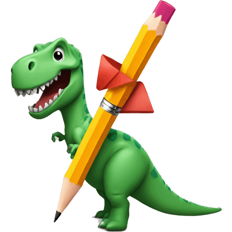 A dinosaur and a pencil emoji