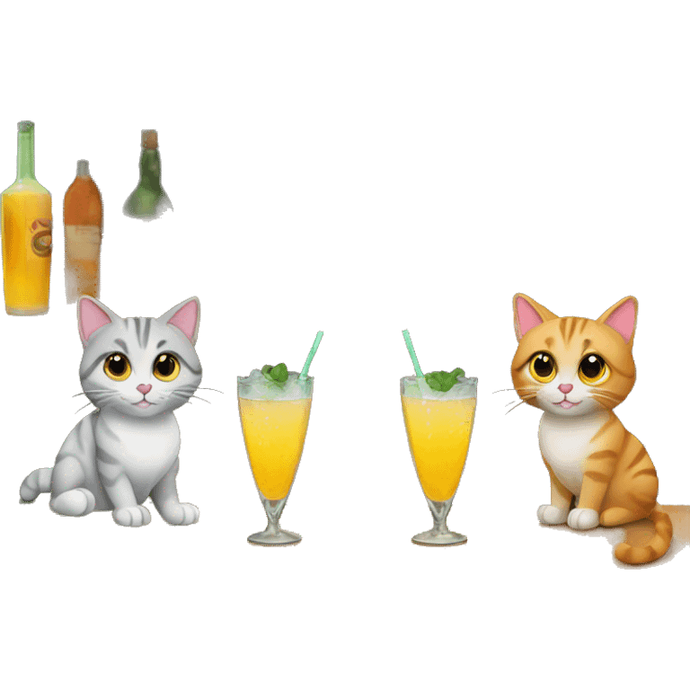 four cats at a cocktail bar emoji