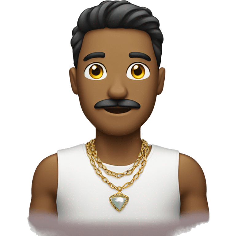 male with jewelry indoors with mustache  emoji