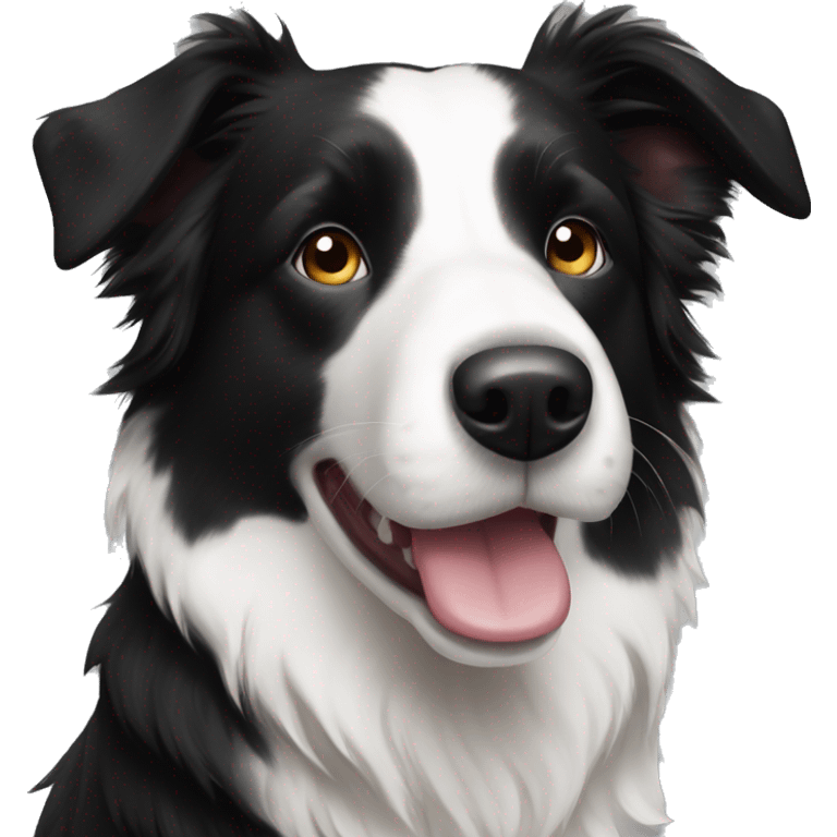 Short hair black and white border collie  emoji