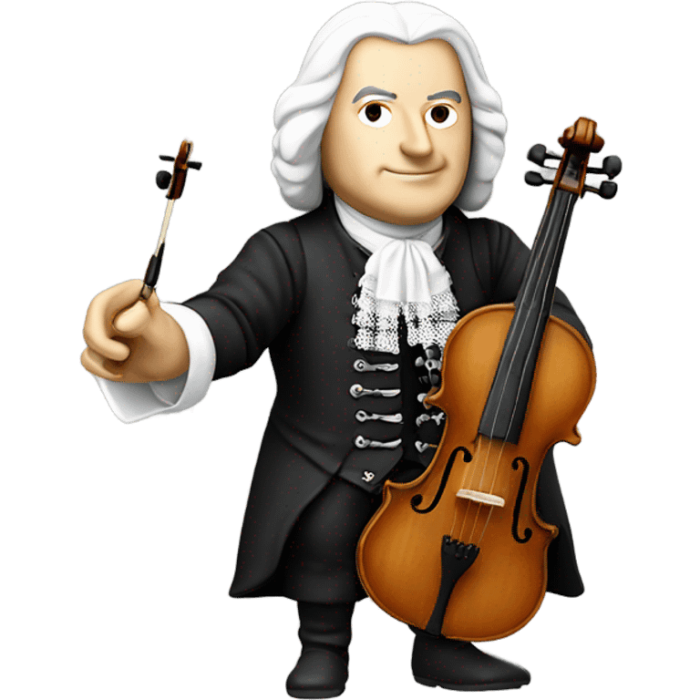 Johann Sebastian Bach holding violin emoji