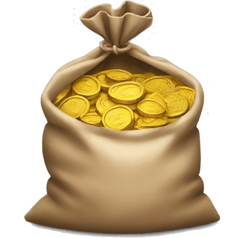 old open bag full of coins emoji