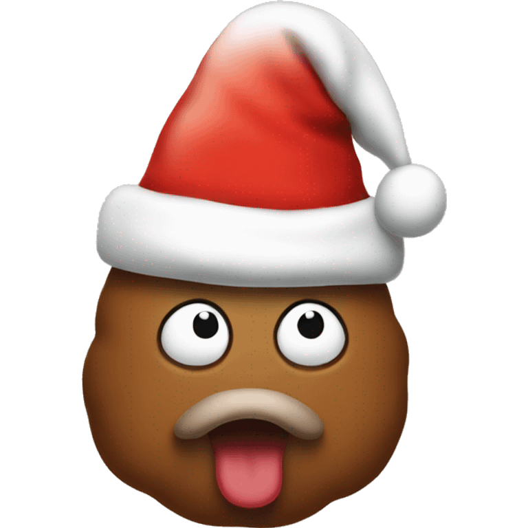 Poop wearing a Santa hat emoji