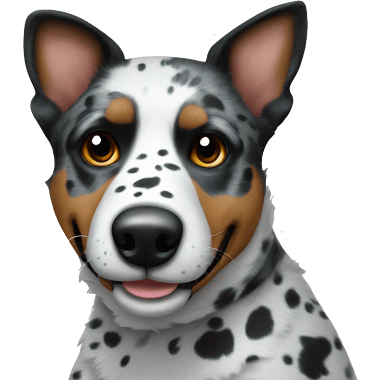 A white and black polka dotted blue heeler dog  emoji