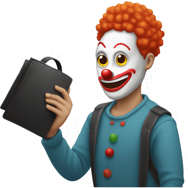 person with a clown faceholding empty wallet emoji